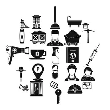 Painter icons set, simple style Illustrazione stock