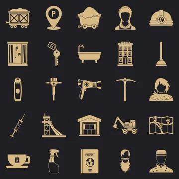 Painter icons set, simple style Stock Illustration
