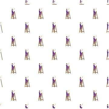 Painter on ladder creating a seamless pattern Ilustración de archivo