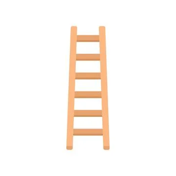 Painter ladder icon flat vector. Wood construction Stock Illustration