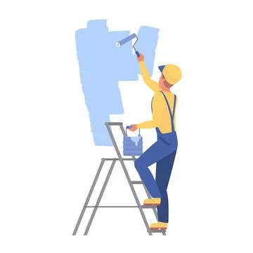 Painter with Ladder Ilustración de archivo