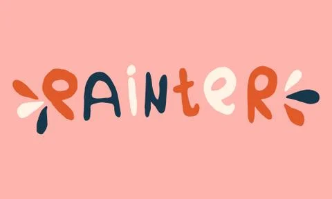 Painter lettering text isolated on white background Stock Illustration