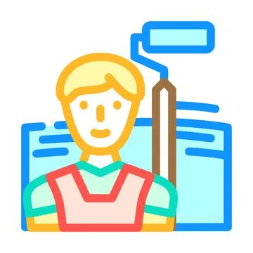 Painter man color icon vector illustration Stock Illustration