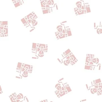 Painter man glyph vector seamless pattern Stock Illustration