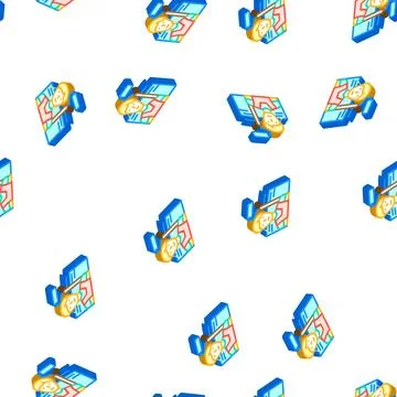 Painter man isometric icon seamless pattern Stock Illustration