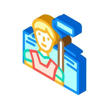 Painter man isometric icon vector illustration Stock Illustration