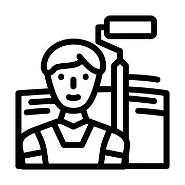 Painter man line icon vector illustration Stock Illustration