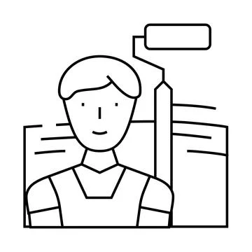 Painter man line icon vector illustration Stock Illustration