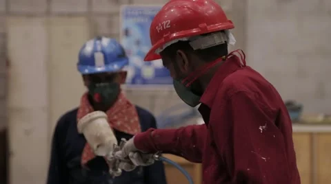 Painter Man Paint Pipeline Stock Footage 62845169