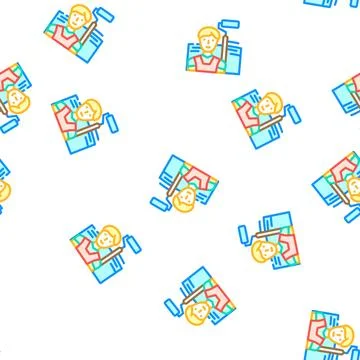 Painter man vector seamless pattern Stock Illustration