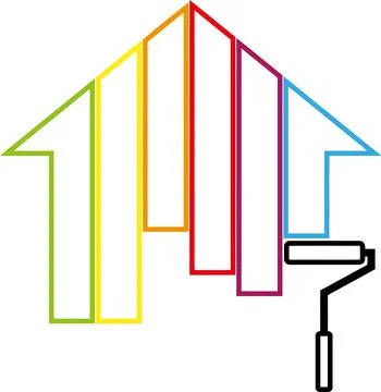 Painter, paint roller, painter logo, house, logo, icon Stock Illustration