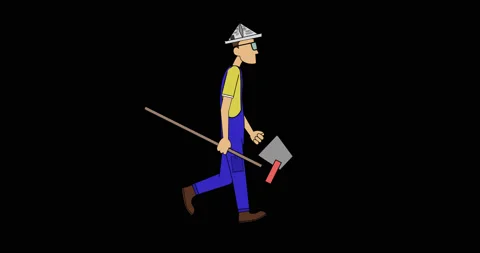 Painter with a paint roller walk cycle. Video stock 128878195