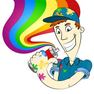 Painter with paint sprayer Stock Illustration