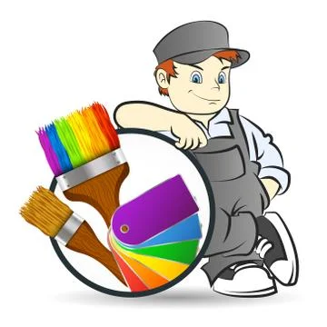 Painter with a painting tool Stock Illustration