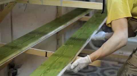 The painter paints the tree Stock Footage 51553161