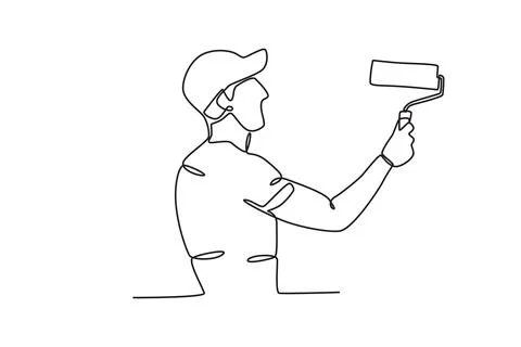 A painter paints the wall in front of him Stock Illustration