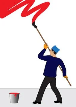 Painter paints the wall Stock Illustration