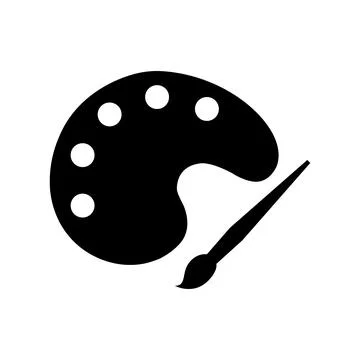Painter palette and paint brush icon vector icon black isolated. 库存插图