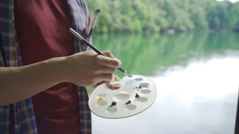 Painter palette in nature. Stock Footage 212263259