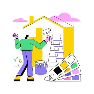 Painter services abstract concept vector illustration. Illustrazione stock