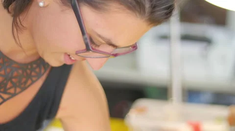 Painter setting up work talking with colleague 스톡 동영상 59232416