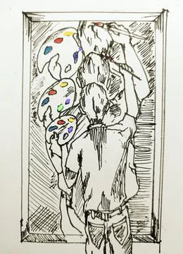 Painter sketch Stock Photos