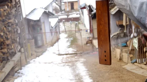 Painter sprayed with an air pistol plate from the table. Stock Footage 34643064