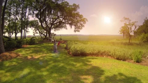 Painter at Sunset on Beautiful Marsh Stock Footage 40426492