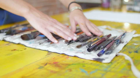 Painter tools picking slide Video stock 59241081