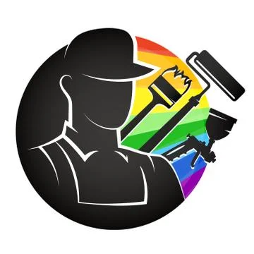 Painter with tools symbol Ilustración de archivo