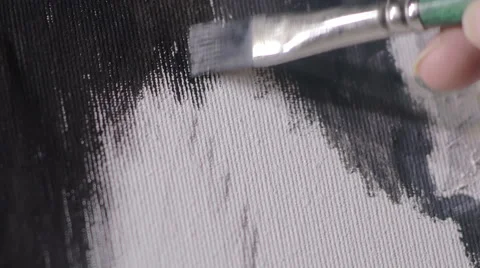 Painter using brushes on canvas Video stock 47695467