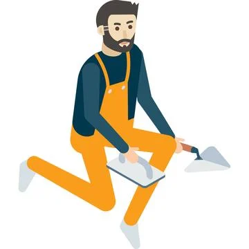 Painter vector plasterer icon builder with trowel Stock Illustration