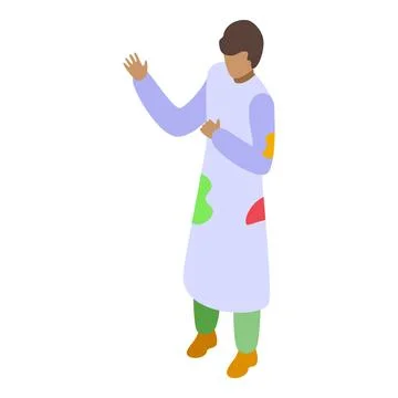 Painter wearing smock gesturing isometric icon Stock Illustration