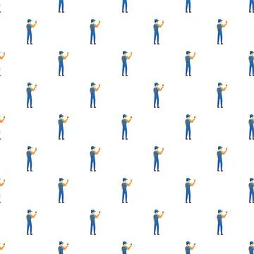 Painter worker contractor pattern with brush tool Illustrazione stock