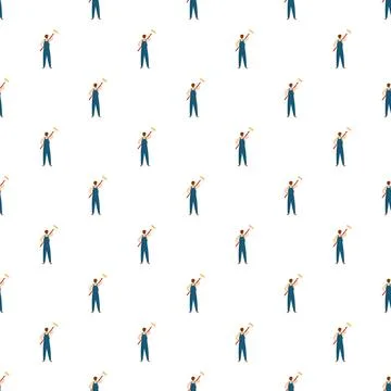 Painter worker holding roller repeating pattern Stock Illustration