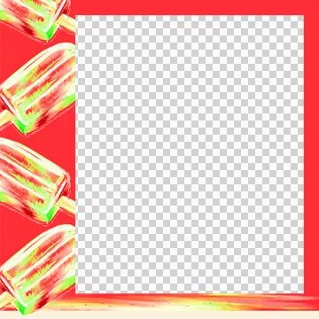 Painterly popsicles are framing blank dark gray rectangle on transparent canvas, Illustrazione stock