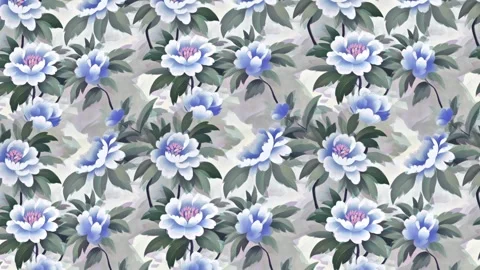 Painterly Toile Animation – Vertical Motion with Peonies Video stock 306131702