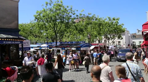 The painters corner at the Montmartre Stock Footage 51219675