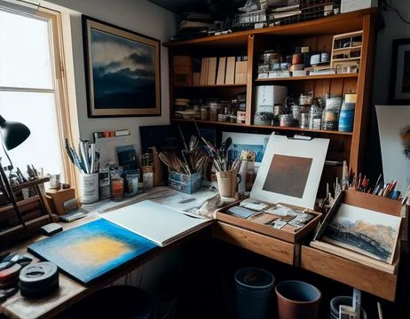 Painters Workshop with Natural Lighting Illustrazione stock
