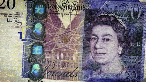 Painting 20 GBP on the wall Stock Footage