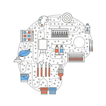 Painting art concept vector flat line art illustration Illustrazione stock