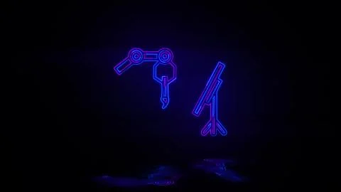 Painting artificial intelligence in neon effect mp4 video Stock Illustration