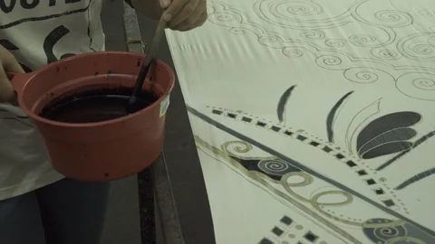 Painting Batik With Wax.08 Video stock 122192595