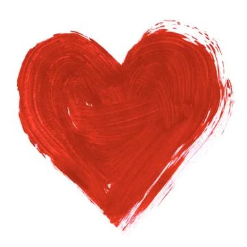 Painting of big red heart over white background Stock Illustration