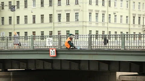 Painting bringe railing timelapse Stock Footage 5148924