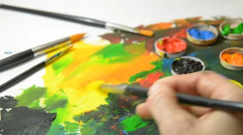 Painting with brushes Stock Footage 45174830