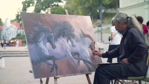 Painting on canvas Stock Footage 151934823