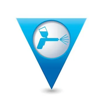 Painting of cars2 BLUE triangular map pointer Illustrazione stock