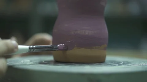 Painting a Ceramic in Violet Video stock 85630763