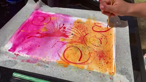 Painting child Stock Footage 135607631